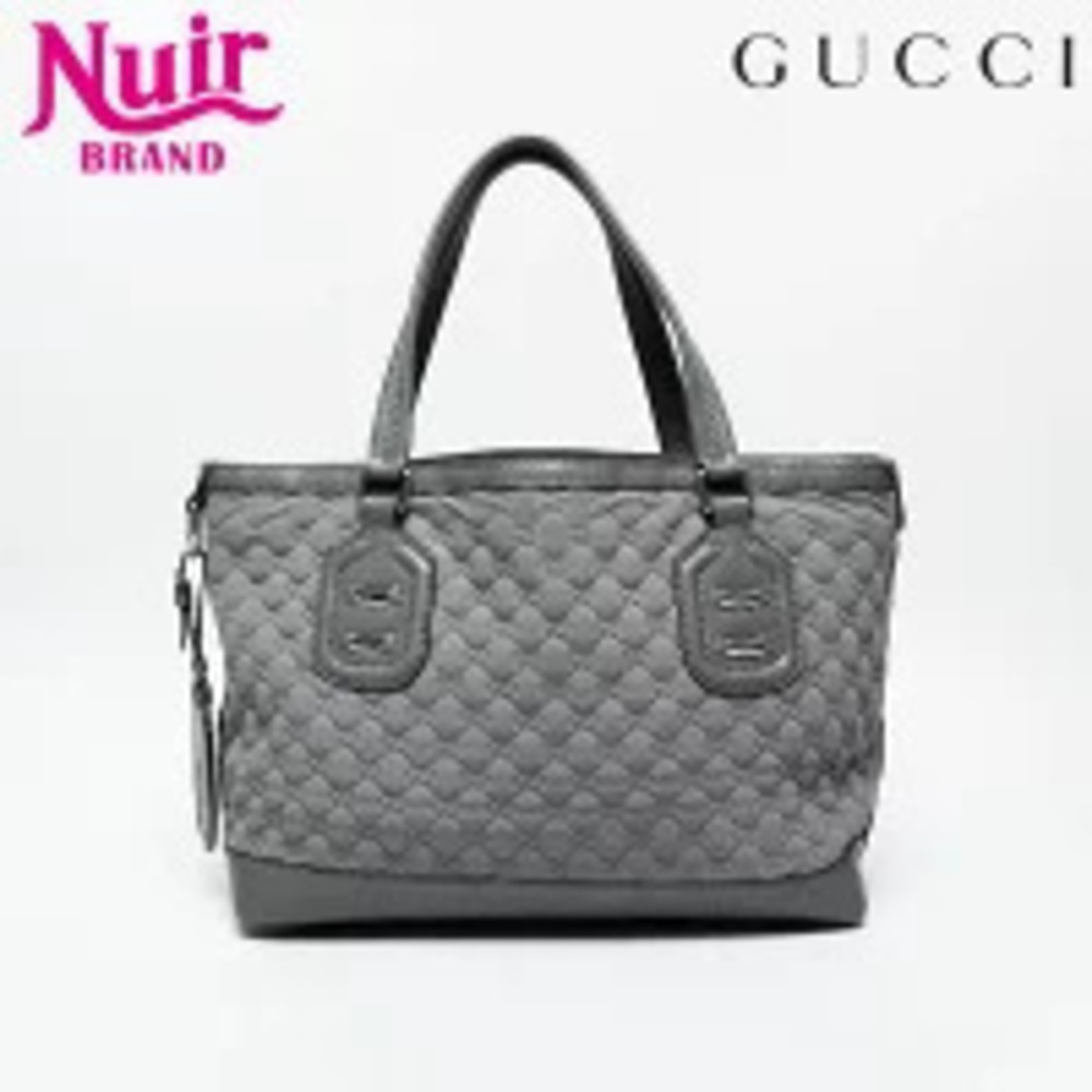 Gucci Leather Canvas Neoprene Shoulder Bag Tote Gray - Picture 2 of 13